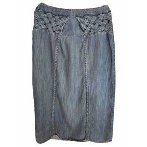 Vintage Y2K Maxi Denim Jean 14 Skirt Boho Western Cowgirl Braided Paneled